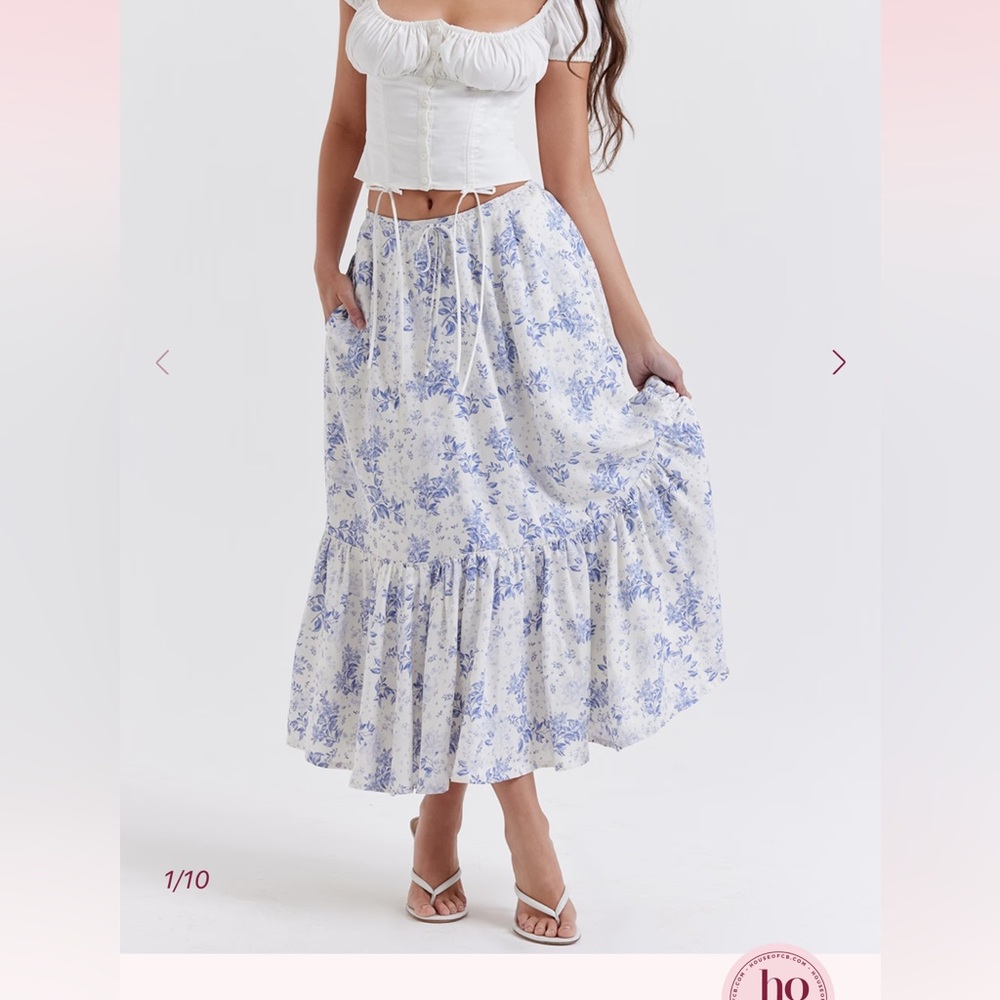 Aitana Floral Flounce Drawstring Skirt HOUSE OF CB